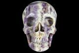 Realistic, Carved Chevron Amethyst Skull #150865-2